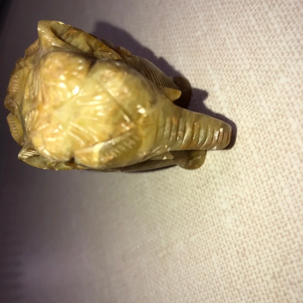 Carved Soapstone Elephant Calf Elephant Inside Detailed Scroll‎ Work Vines